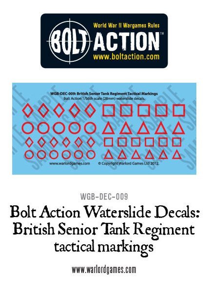 Bolt Action: Waterslide Decals - British Senior Tank Regiment Tactical Markings