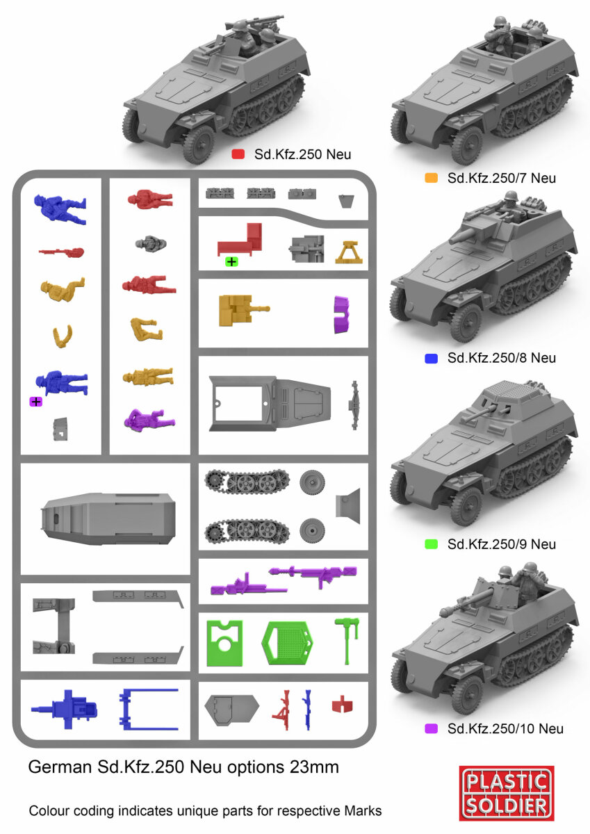 1/72nd SdKfz 250 Neu Halftrack with Variant Options (x1), 10,75