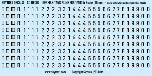 German Tank Numbers - Black (15mm)