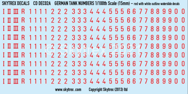 German Tank Numbers - Red (15mm)