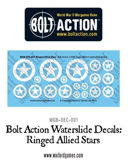 Bolt Action: Waterslide Decals - Ringed Allied Stars Decal Sheet