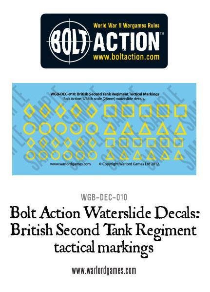 Bolt Action: Waterslide Decals - British Second Tank Regiment Tactical Markings Decal Sheet