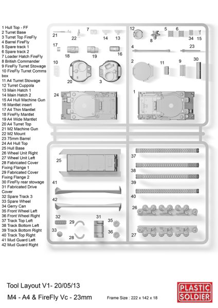 1/72 Sherman M4A4 / Firefly Tank (x1 = 2 Sprues)